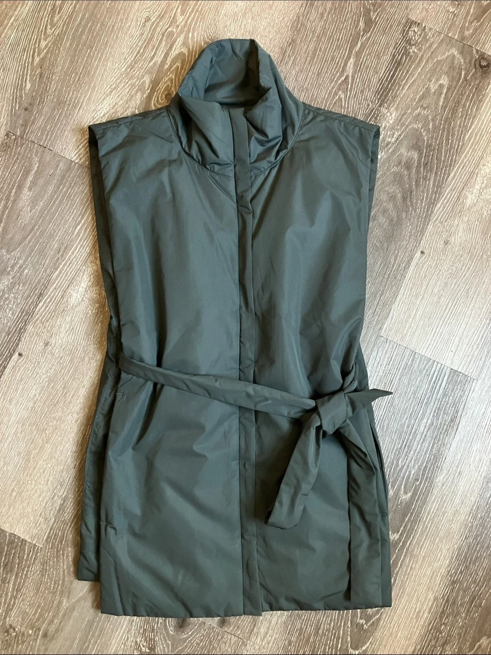 dark green COS high-neck padded vest
